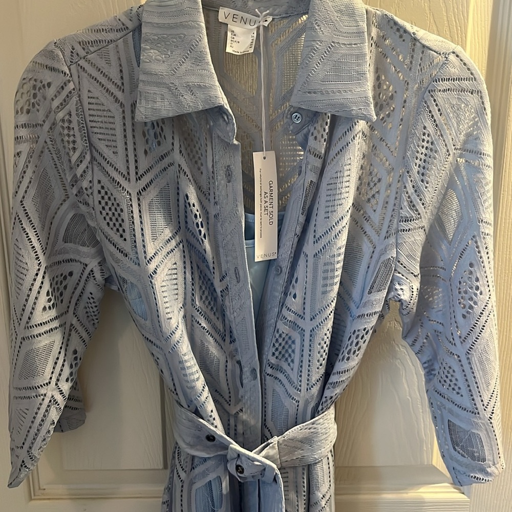 Venus Lace Chevron Overlay light Blue dress size 4 - Picture 3 of 6